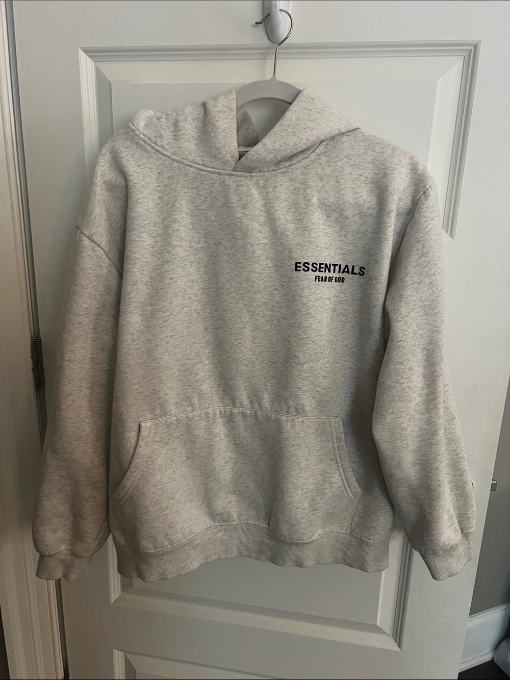 Essentials Light Heather Gray Pullover Hoodie with Chest Logo